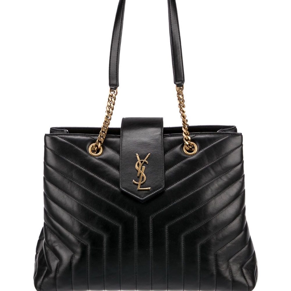 Saint Laurent Leather LouLou Tote Black Gold